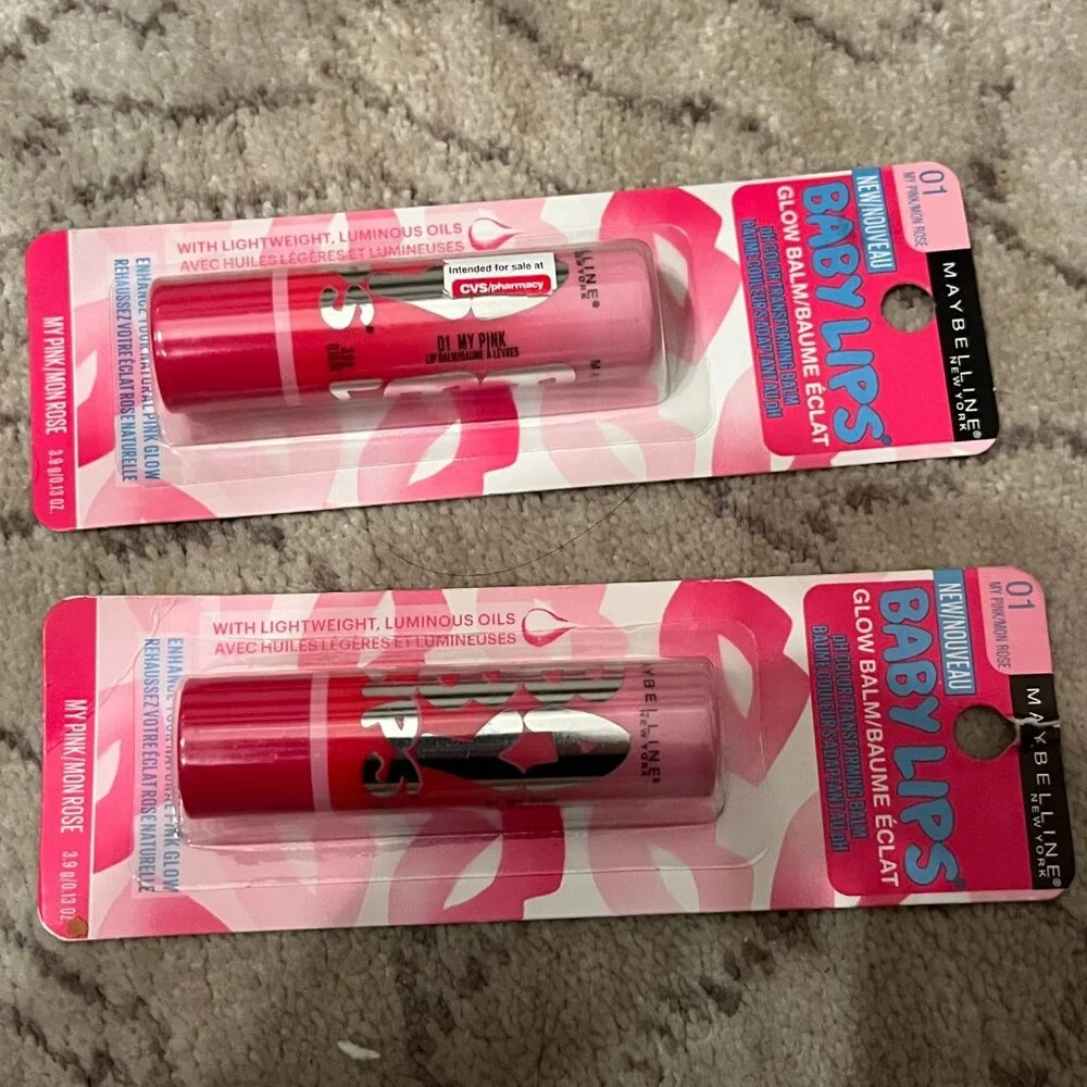 Maybelline‎ Baby Lips Glow Balm My Pink 01 Hydrating Lip Color (Set of TWO!) 💗